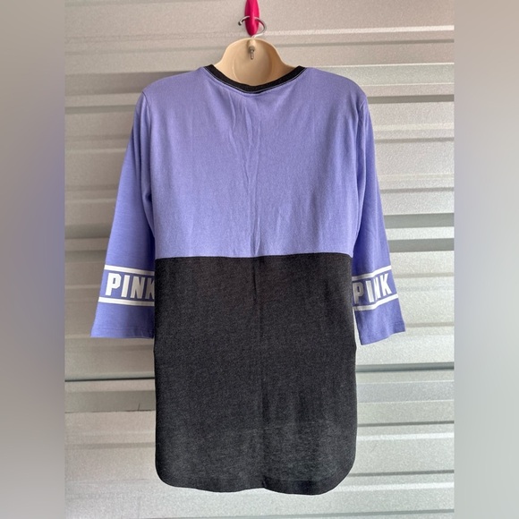 Victoria’s Secret PINK! Purple and Gray Quarter Sleeve Tee Shirt Size XS NWT - Picture 10 of 11
